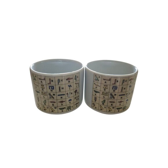 F.M. T. Limoges VTG Collectible Egyptian Revival Mug Cups Porcelain Hieroglyphic - Picture 1 of 8